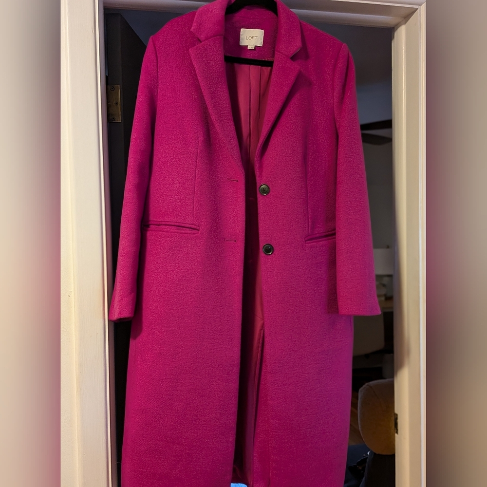 LOFT Women's Fuchsia Trench Coat